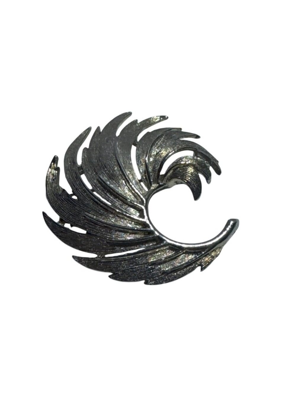 Lisner Brooch Silver-Tone Abstract Wave Design Vintage Classic Timeless